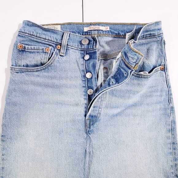 Levi's Ribcage Straight Medium Wash High Rise Ankle Jeans - Size 27 - Picture 8 of 14